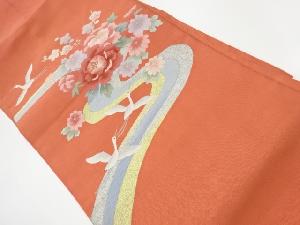 リサイクル　綴れ牡丹に菊・梅・鶴模様織出し名古屋帯